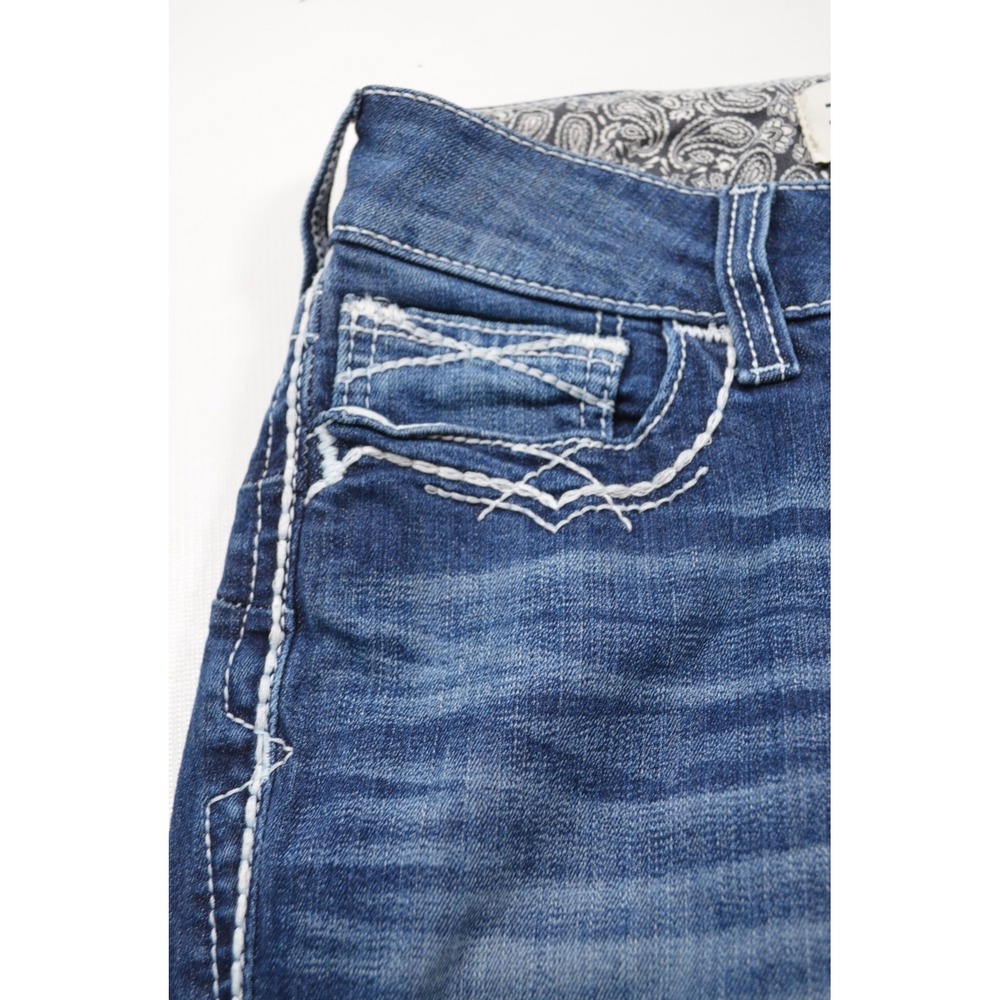 Ariat R.E.A.L Blue Denim Mid Rise Bootcut Jeans Womens 27L Inseam 34" Waist 28" - Picture 11 of 16